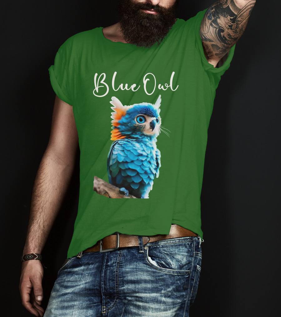 Beautiful Blue Owl Fantasy Creature T-Shirt