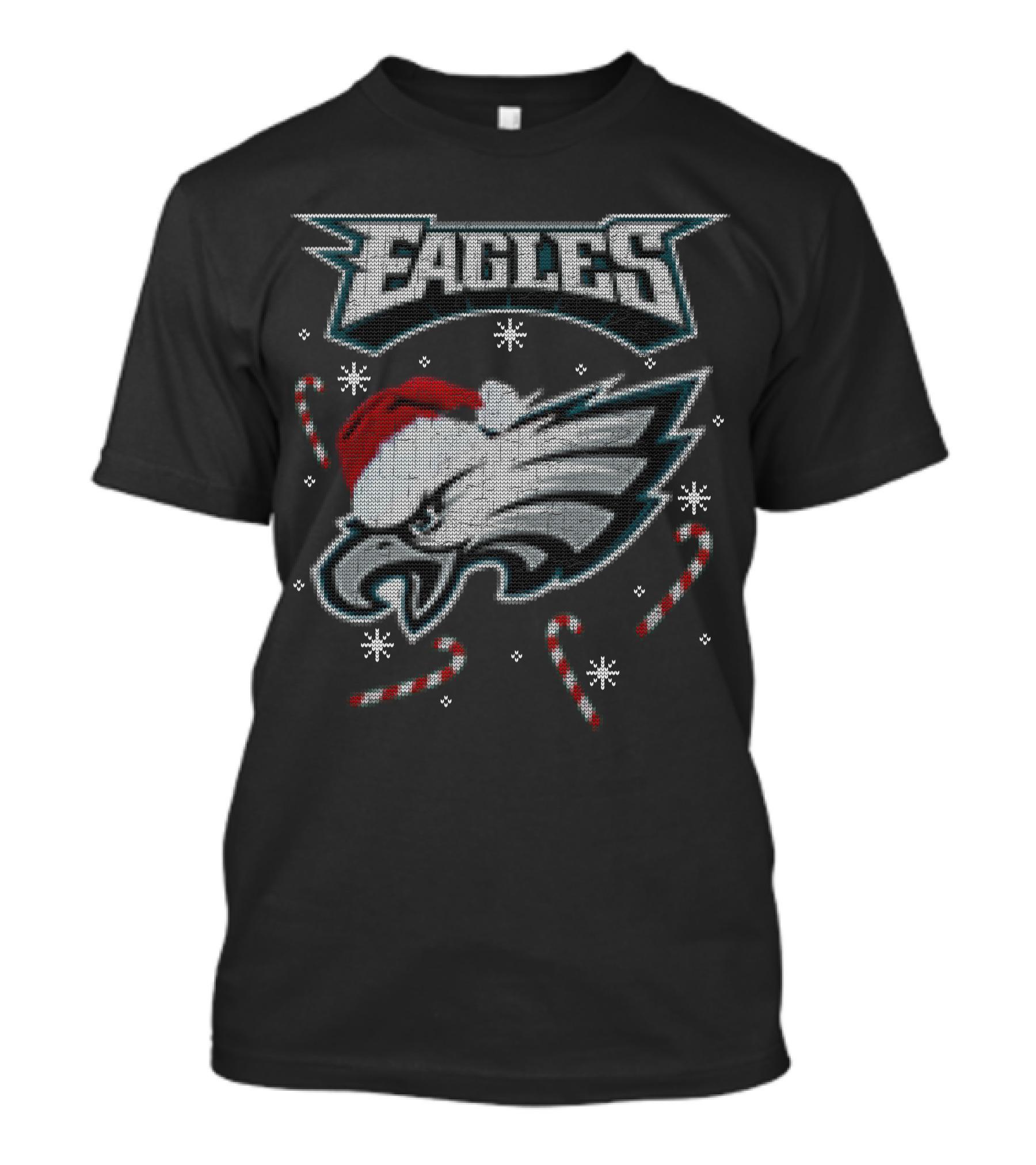 Eagles Holiday Santa Hat Candy Canes T-Shirt