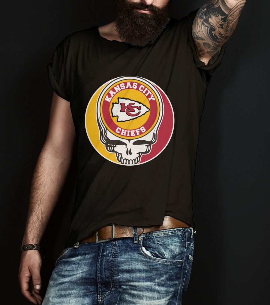 Kansas City Chiefs Grateful Dead Skull Logo Collaboration T-Shirt
