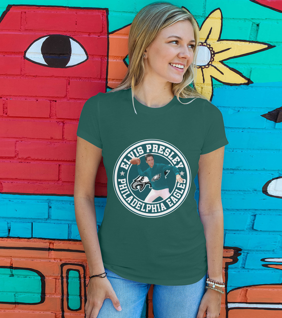 Elvis Presley Philadelphia Eagles Football Quarterback T-Shirt