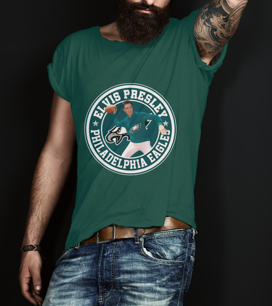 Elvis Presley Philadelphia Eagles Football Quarterback T-Shirt