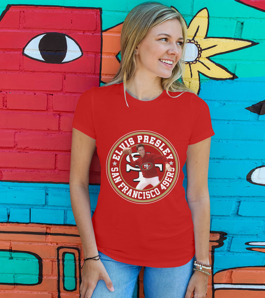 Elvis Presley San Francisco 49ers Football Player Circle T-Shirt