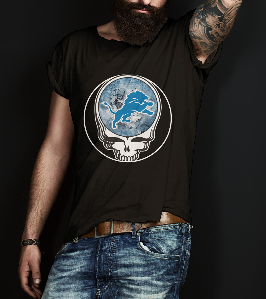 Detroit Lions Skull Logo Fusion T-Shirt