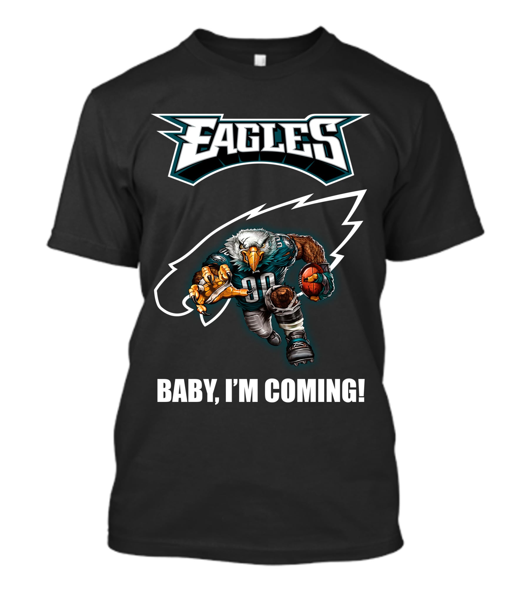 Eagles Football Eagle Mascot Charging Forward With Ball T-Shirt
