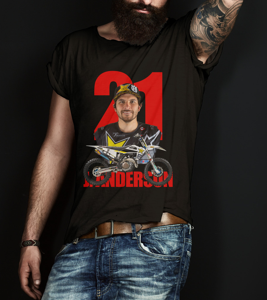 Jason Anderson 21 Motocross Star With Bike And Number T-Shirt