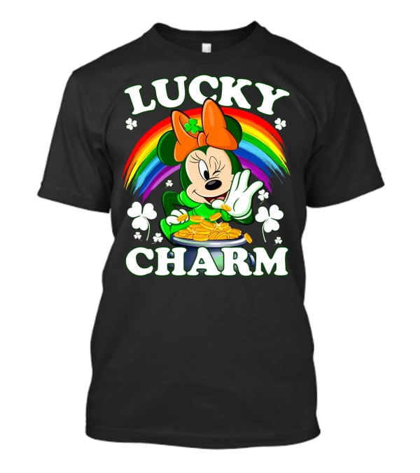 Lucky Charm Minnie Rainbow Coins And Shamrocks T-Shirt