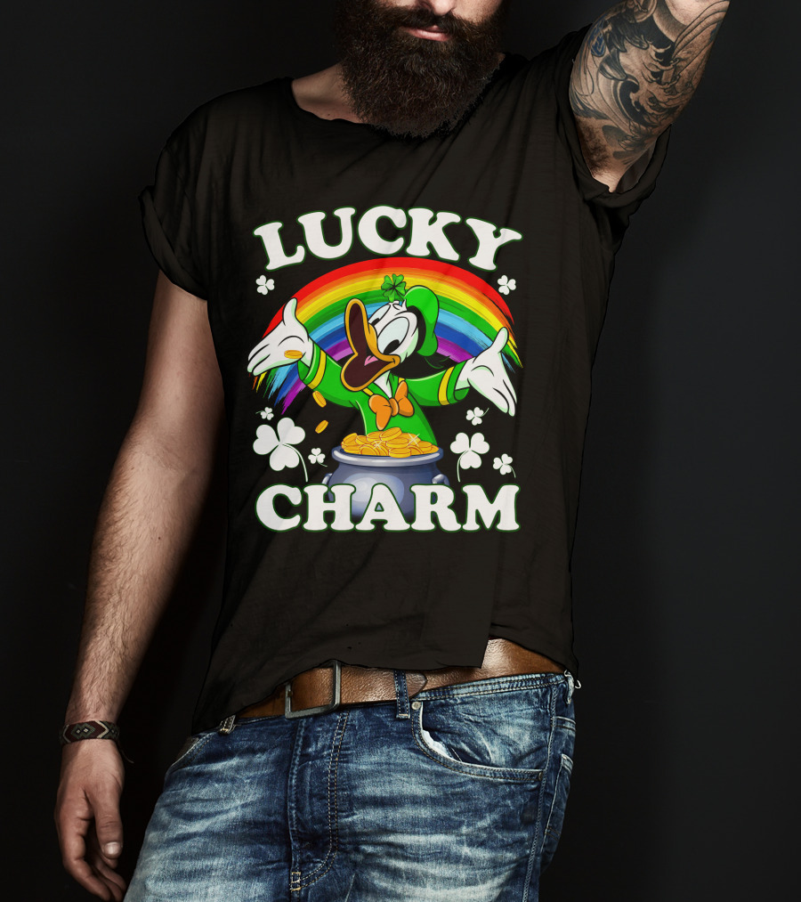 Lucky Charm Donald Pot Of Gold Rainbow Clovers T-Shirt