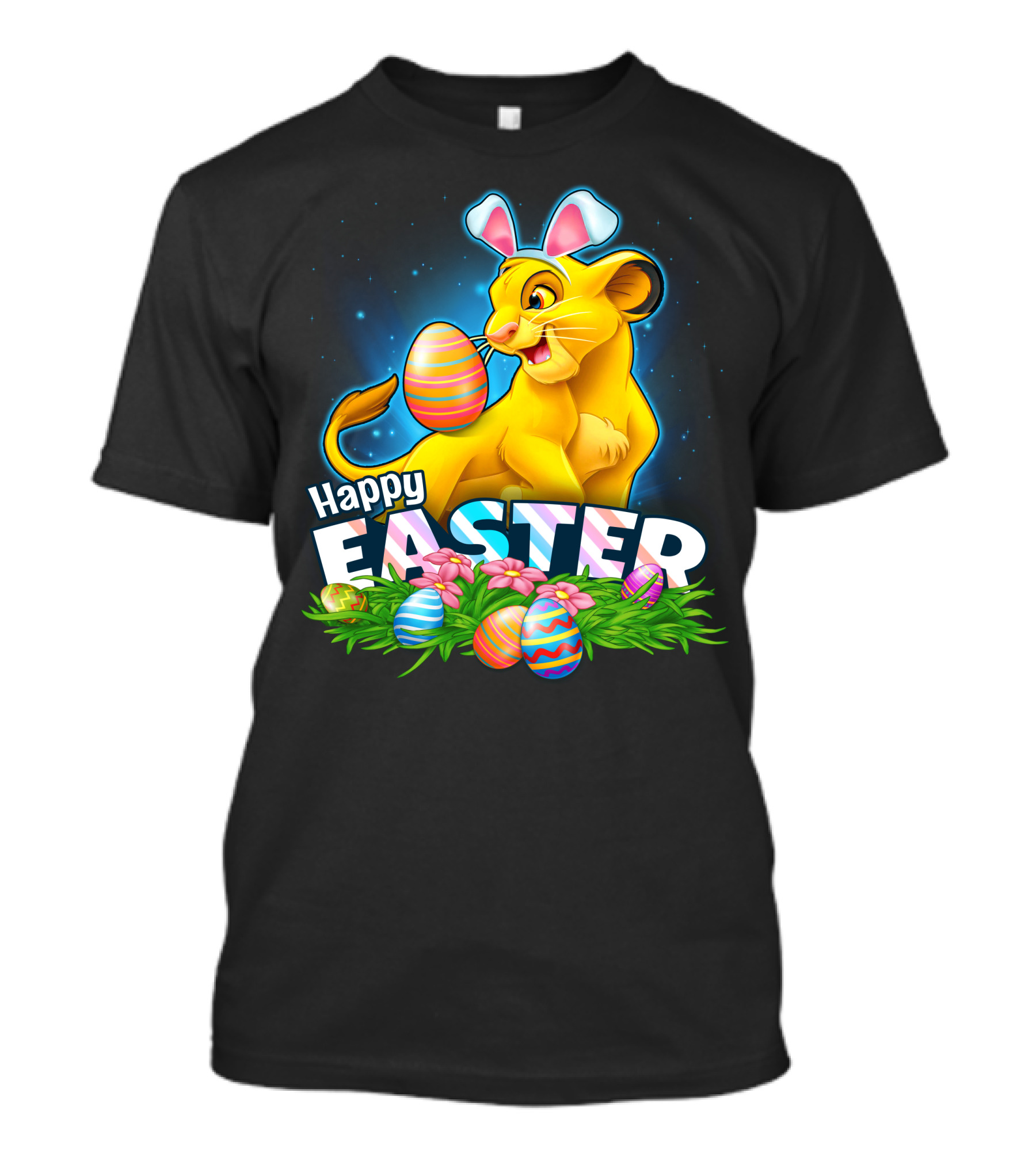 Simba Happy Easter With Colorful Eggs And Bunny Ears T-Shirt