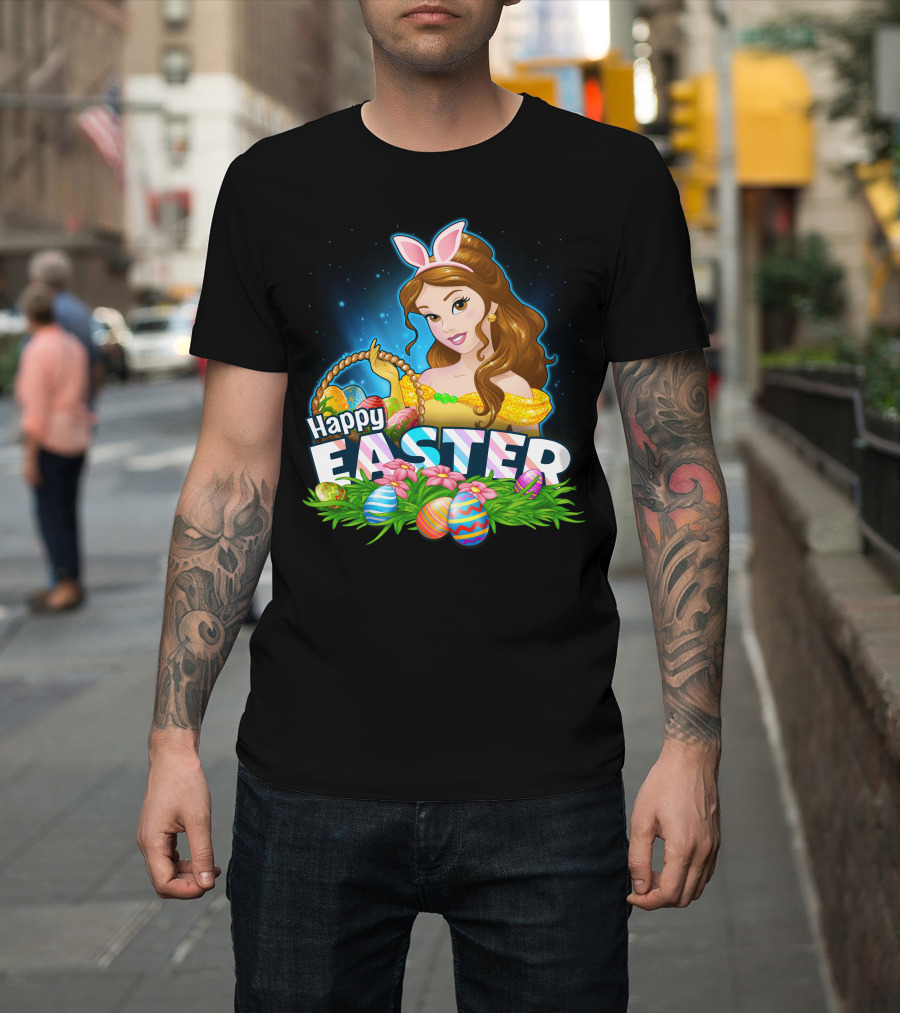 Happy Easter Bella Bunny Ears Basket And Painted Eggs T-Shirt