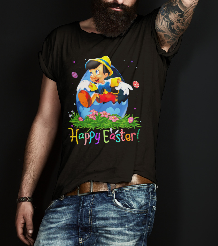 Happy Easter Pinocchio Egg And Flowers T-Shirt