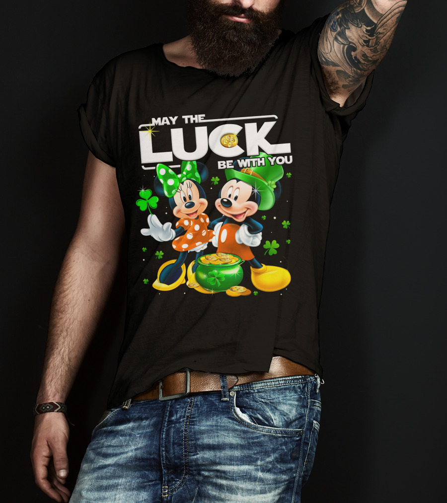 May The Luck Be With You Mickey And Minnie St. Patrick's Theme T-Shirt