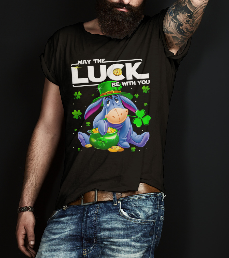 May The Luck Be With You Eeyore Leprechaun Clover Gold Coins T-Shirt