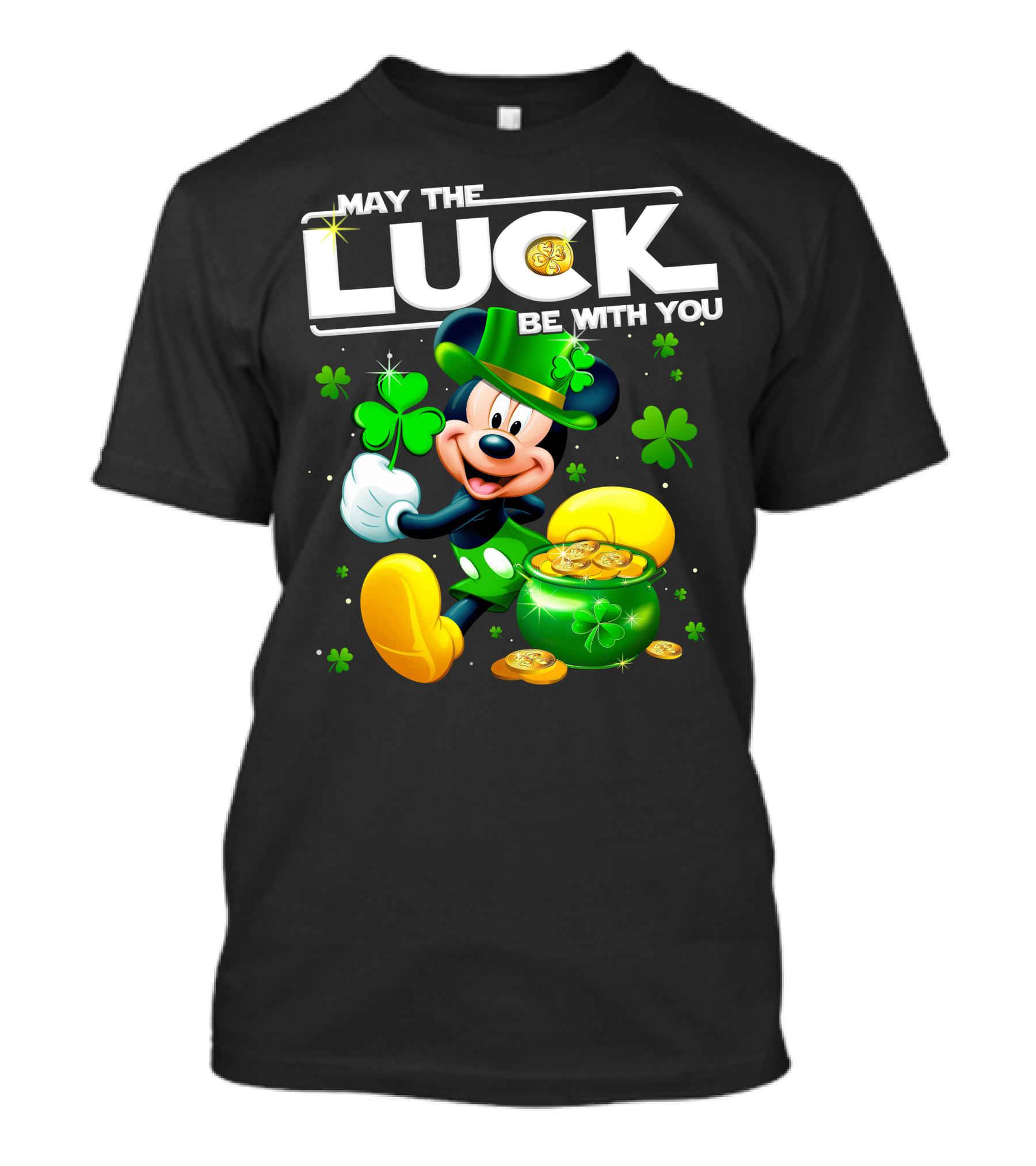 Mickey Mouse May The Luck Be With You Shamrock Coins T-Shirt