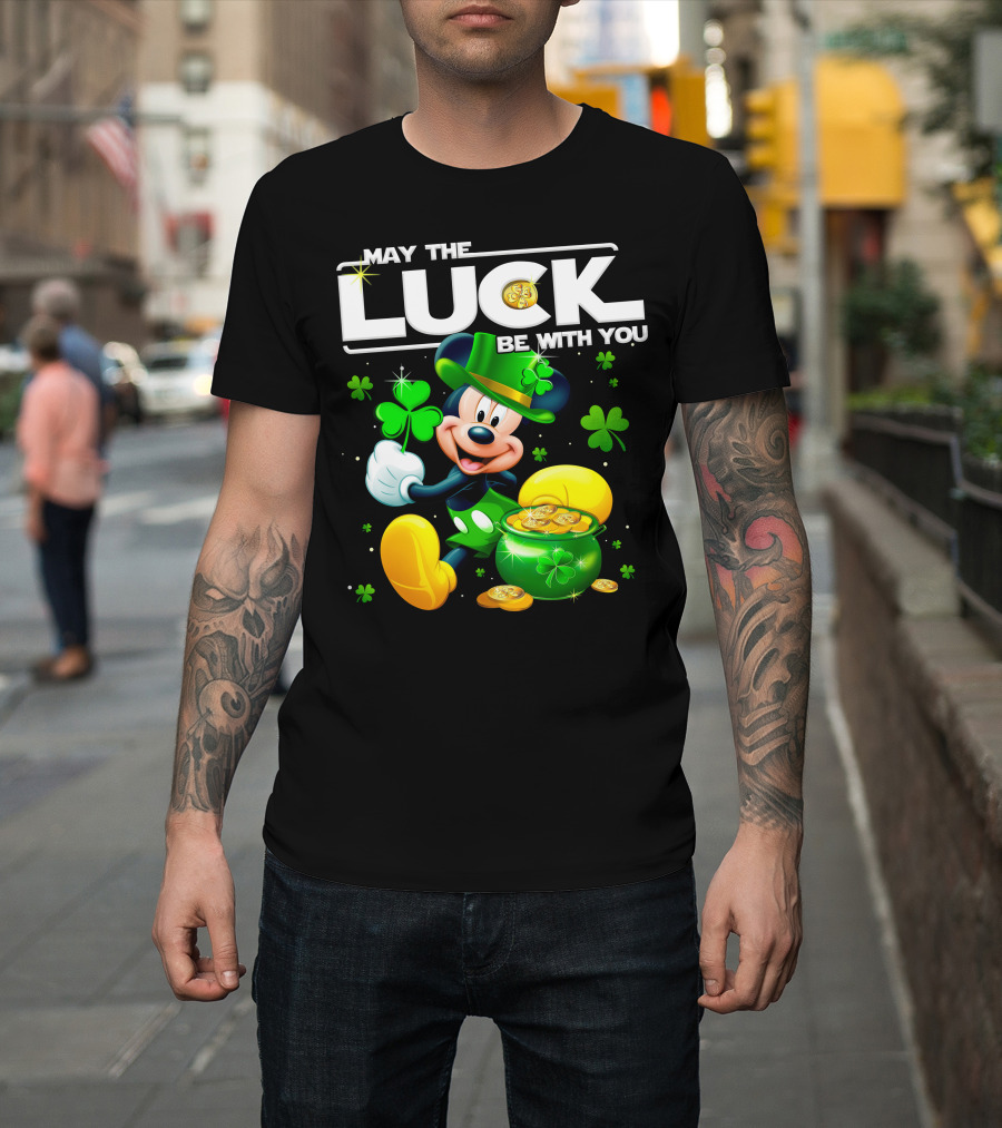 Mickey Mouse May The Luck Be With You Shamrock Coins T-Shirt