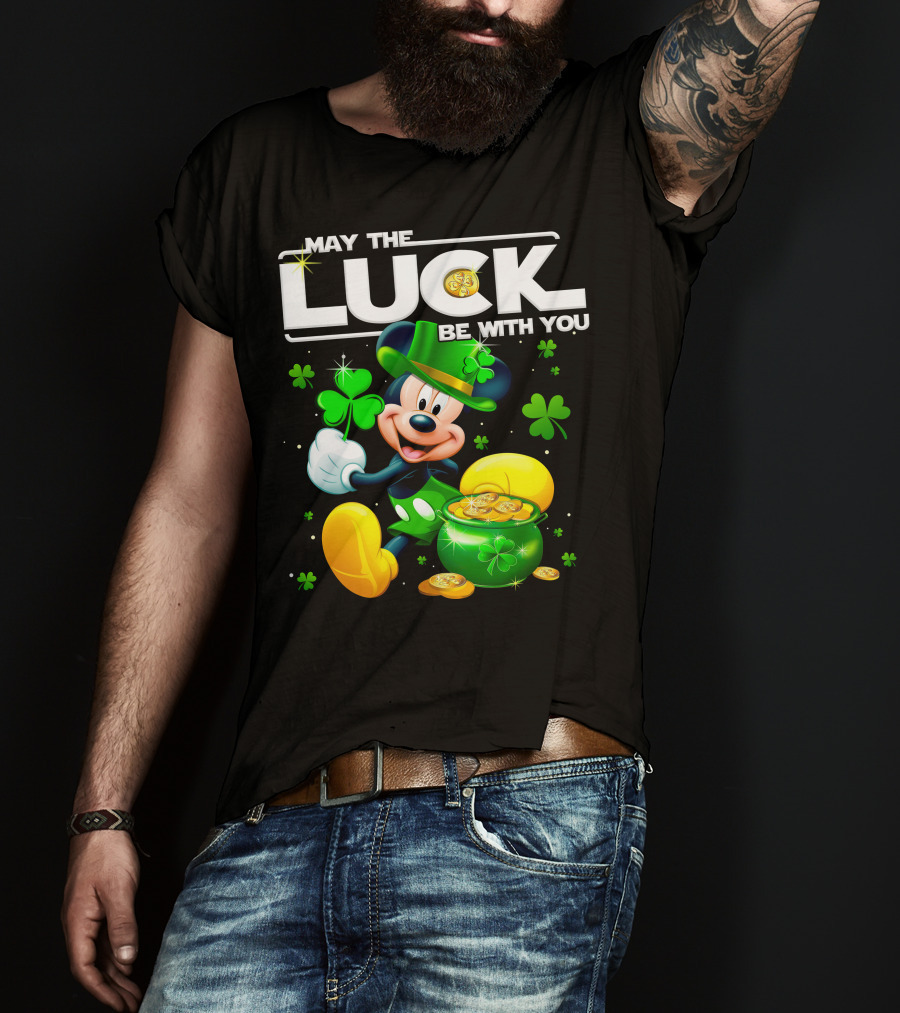 Mickey Mouse May The Luck Be With You Shamrock Coins T-Shirt