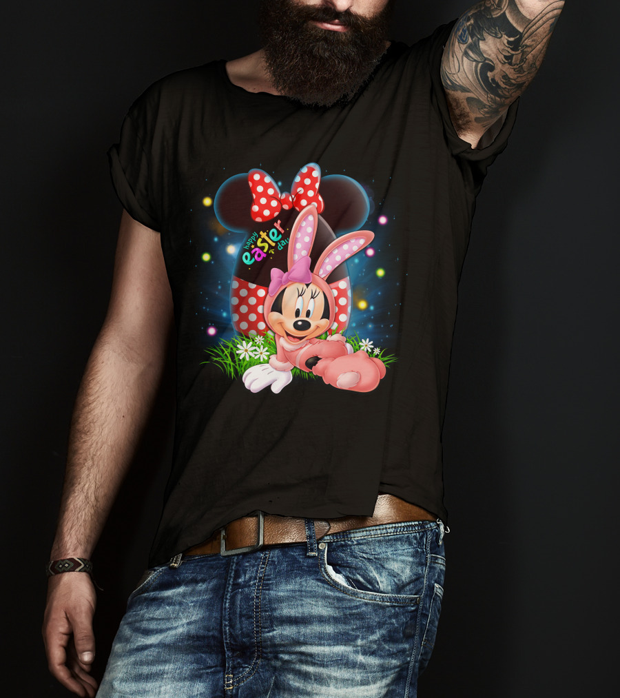Minnie Mouse Happy Easter Day Polka Dot Bunny Ears T-Shirt