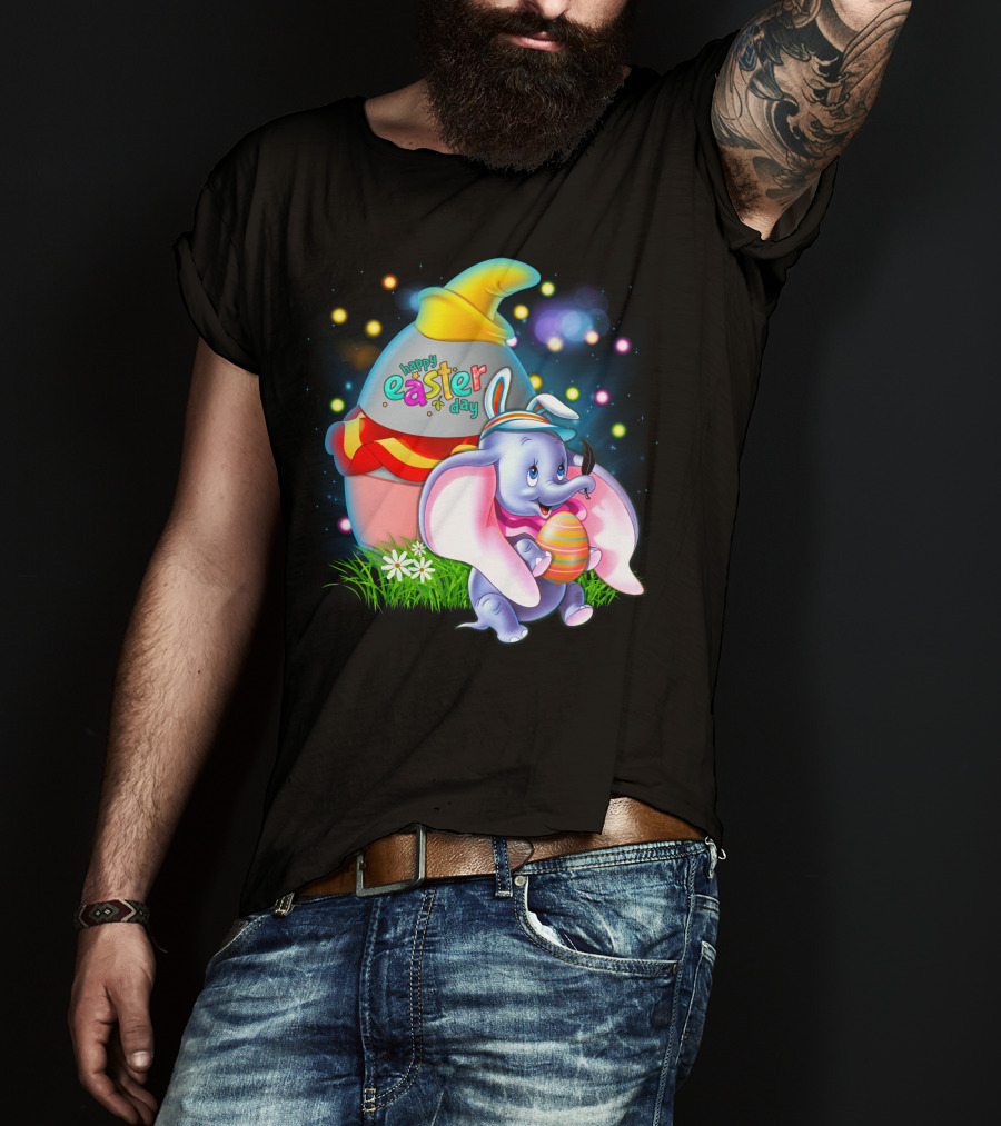 Happy Easter Day Dumbo With Colorful Egg And Hat T-Shirt