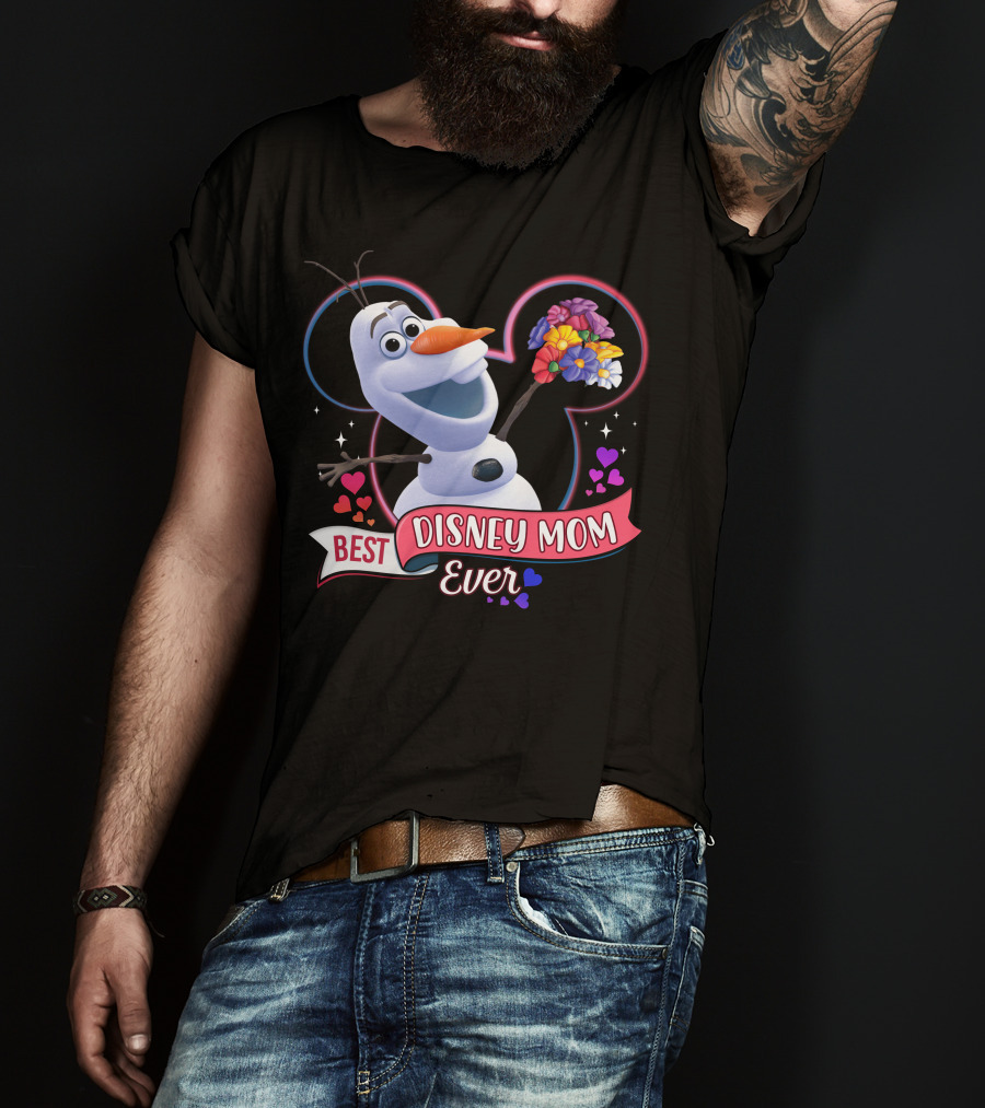 Best Disney Mom Ever Olaf Mickey Mouse Hearts Flowers T-Shirt