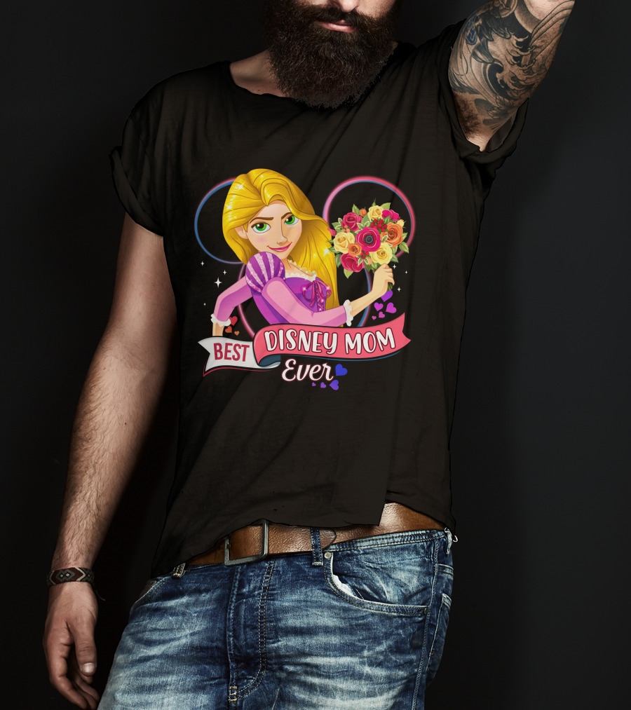 Best Disney Mom Ever Disney Rapunzel Holding Bouquet T-Shirt