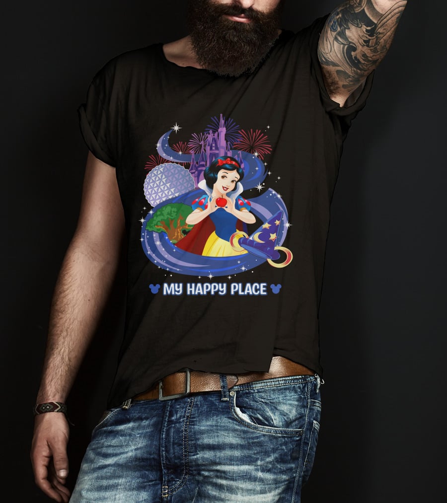 My Happy Place Snow White Disneyland Magic Kingdom Castle Fireworks Epcot T-Shirt