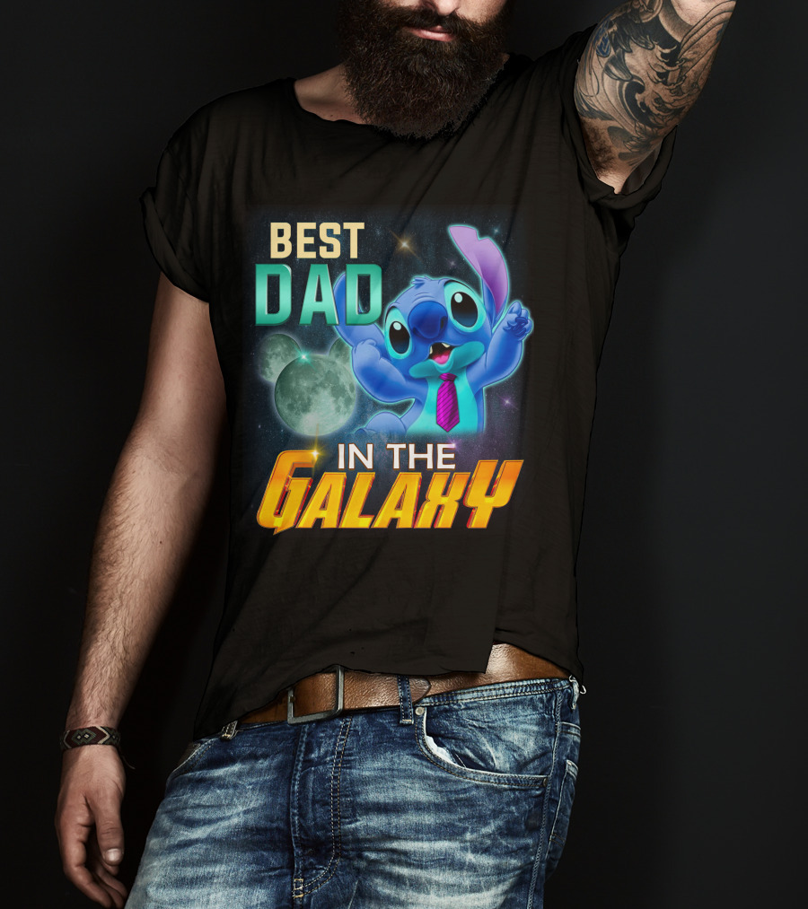 Best Dad IN The Galaxy Stitch T-Shirt