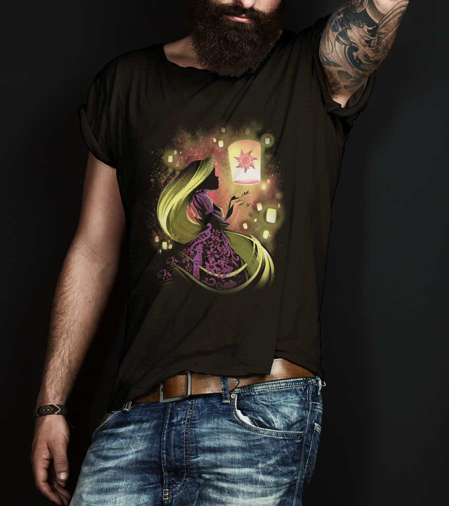 Rapunzel Lanterns And Golden Hair With Sun T-Shirt