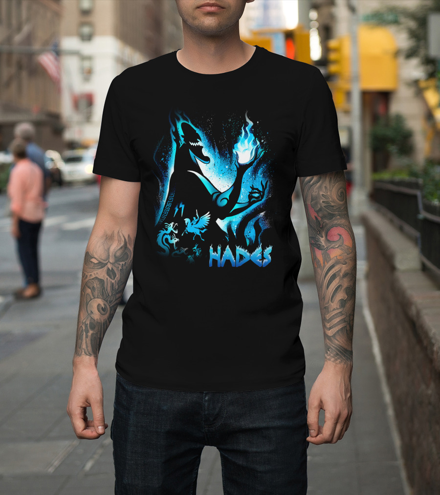 Hades Flaming Skull Creature Mythology Pegasus Lightning T-Shirt
