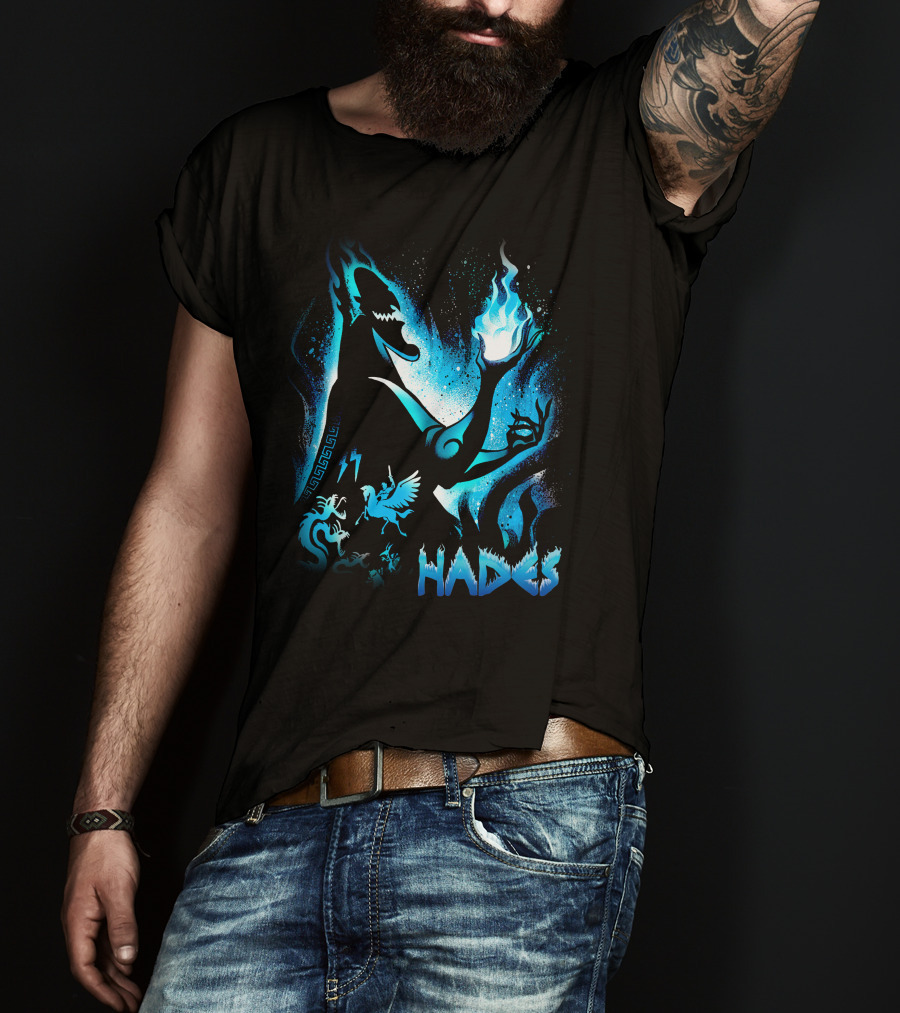 Hades Flaming Skull Creature Mythology Pegasus Lightning T-Shirt