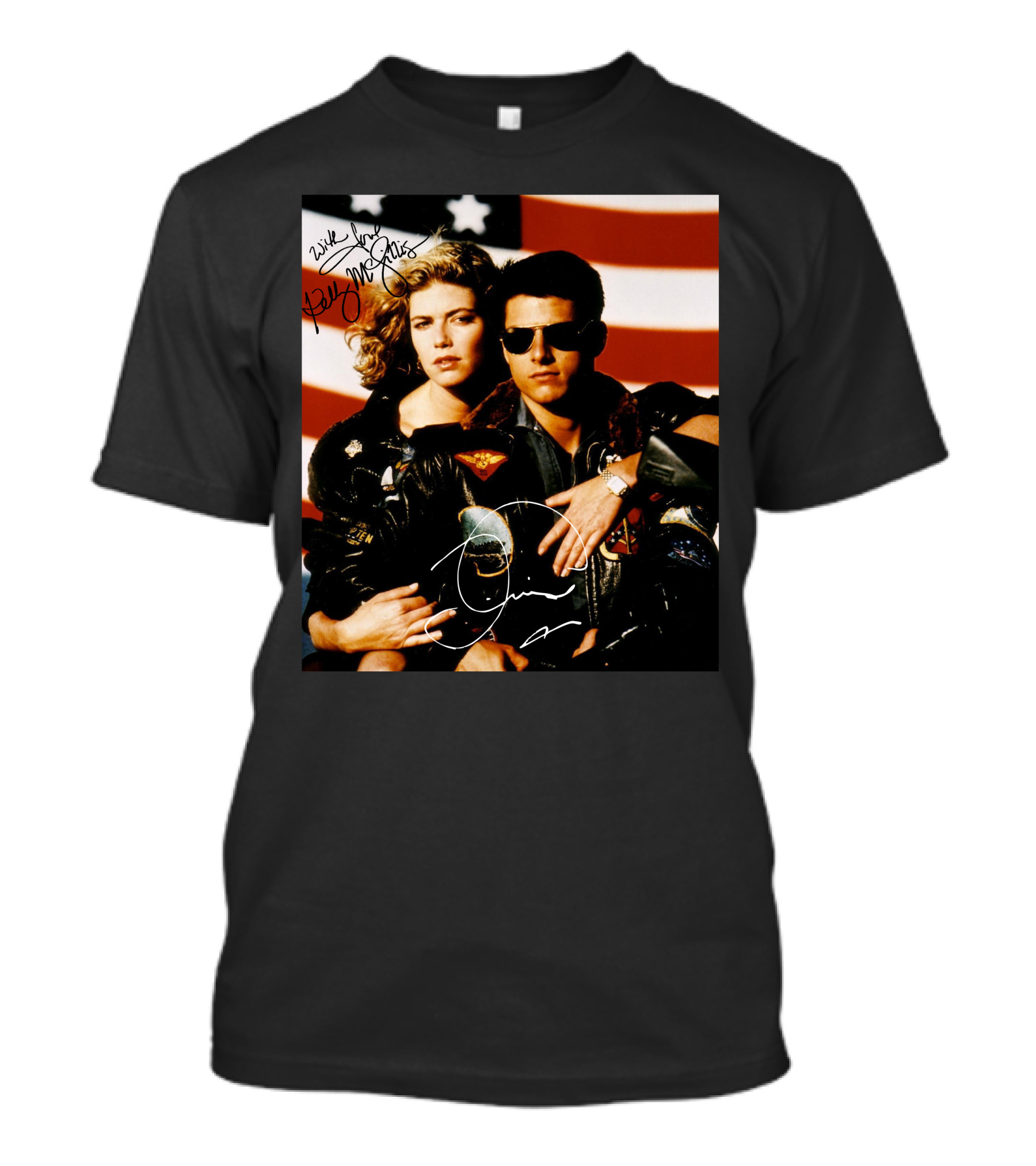 Top Gun 2 Autographed Cast American Flag T-Shirt