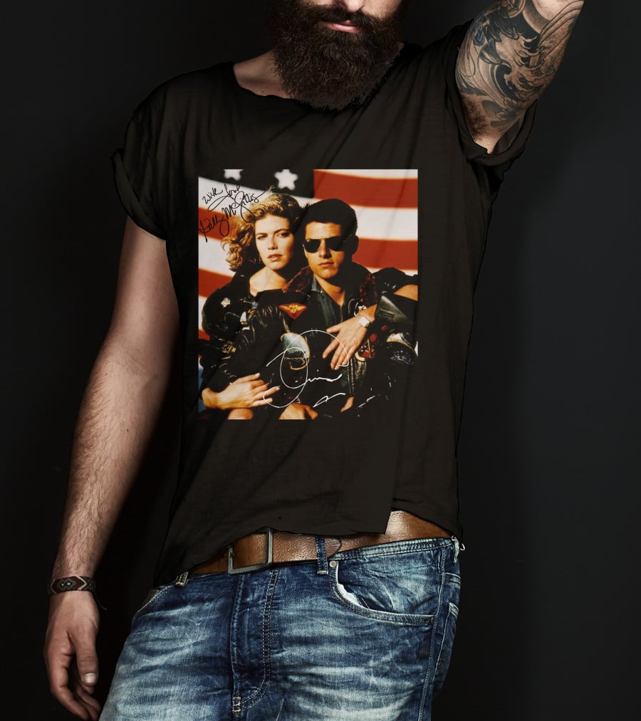 Top Gun 2 Autographed Cast American Flag T-Shirt