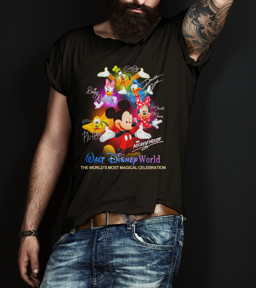 Walt Disney World Mickey Mouse Minnie Mouse Donald Duck Daisy Duck Goofy Pluto The World's Most Magical Celebration T-Shirt