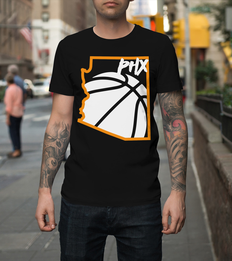 Phx Basketball Arizona Outline Style T-Shirt