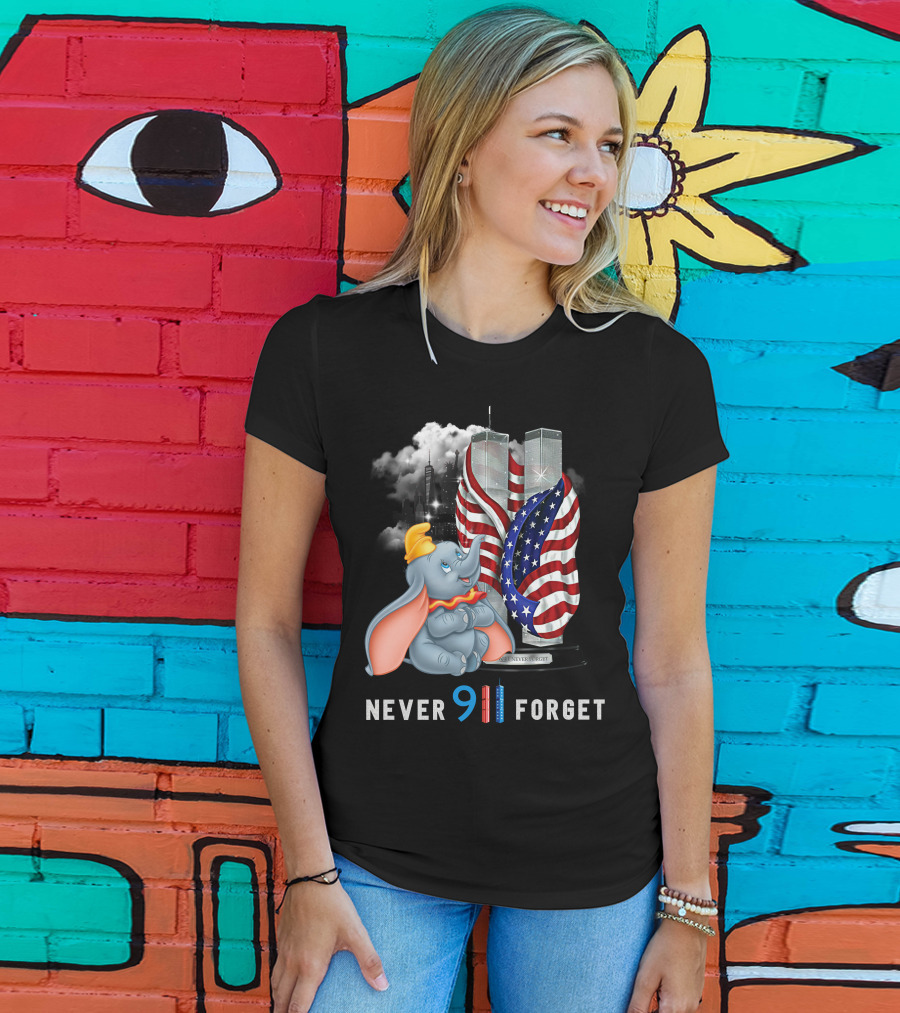 Dumbo Never 911 Forget Twin Towers American Flag Tribute T-Shirt