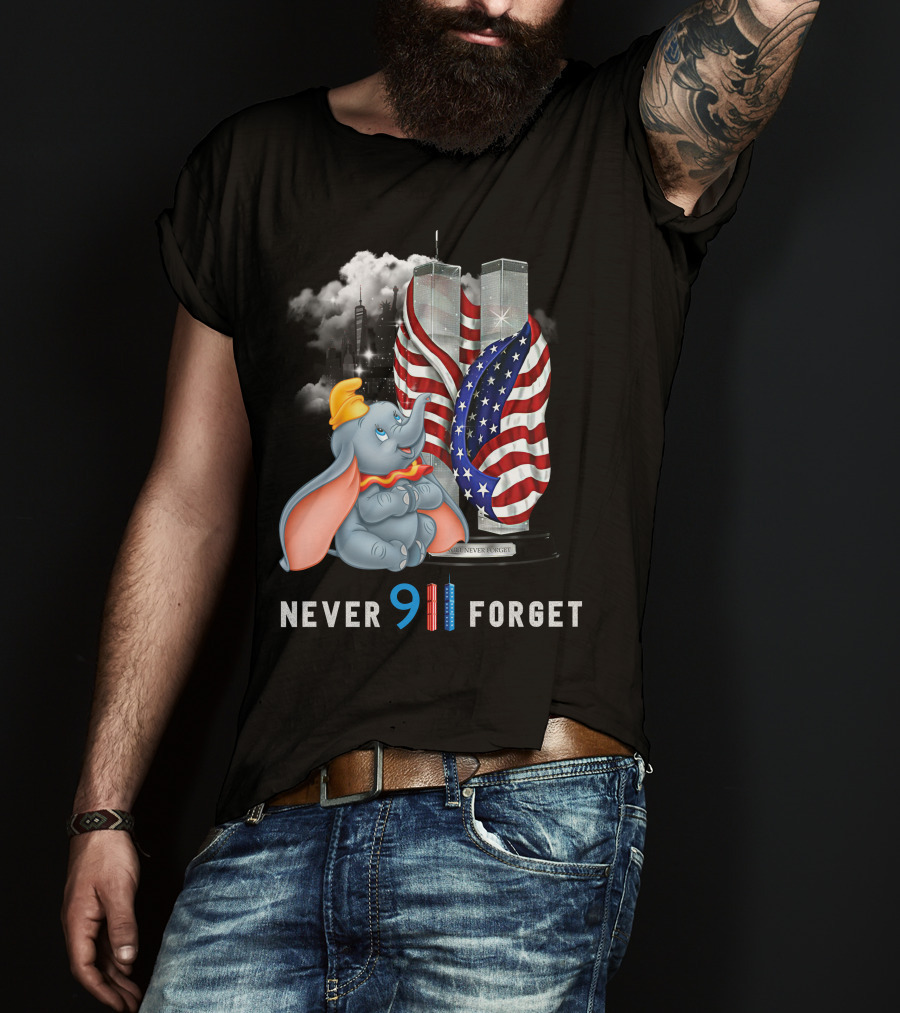 Dumbo Never 911 Forget Twin Towers American Flag Tribute T-Shirt