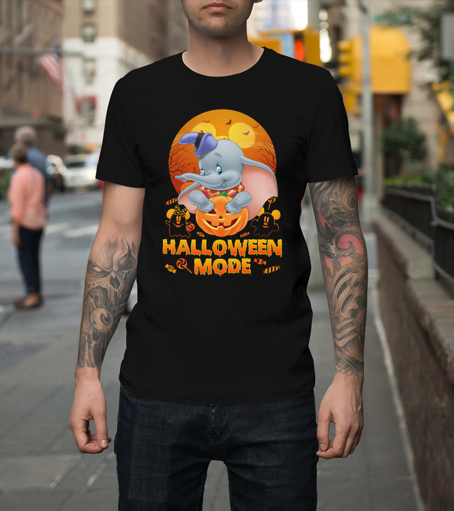 Dumbo Halloween Mode Pumpkin Ghosts Candy Bats Cartoon Magic T-Shirt