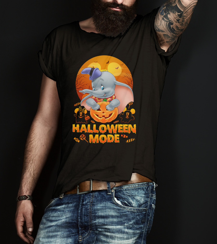 Dumbo Halloween Mode Pumpkin Ghosts Candy Bats Cartoon Magic T-Shirt