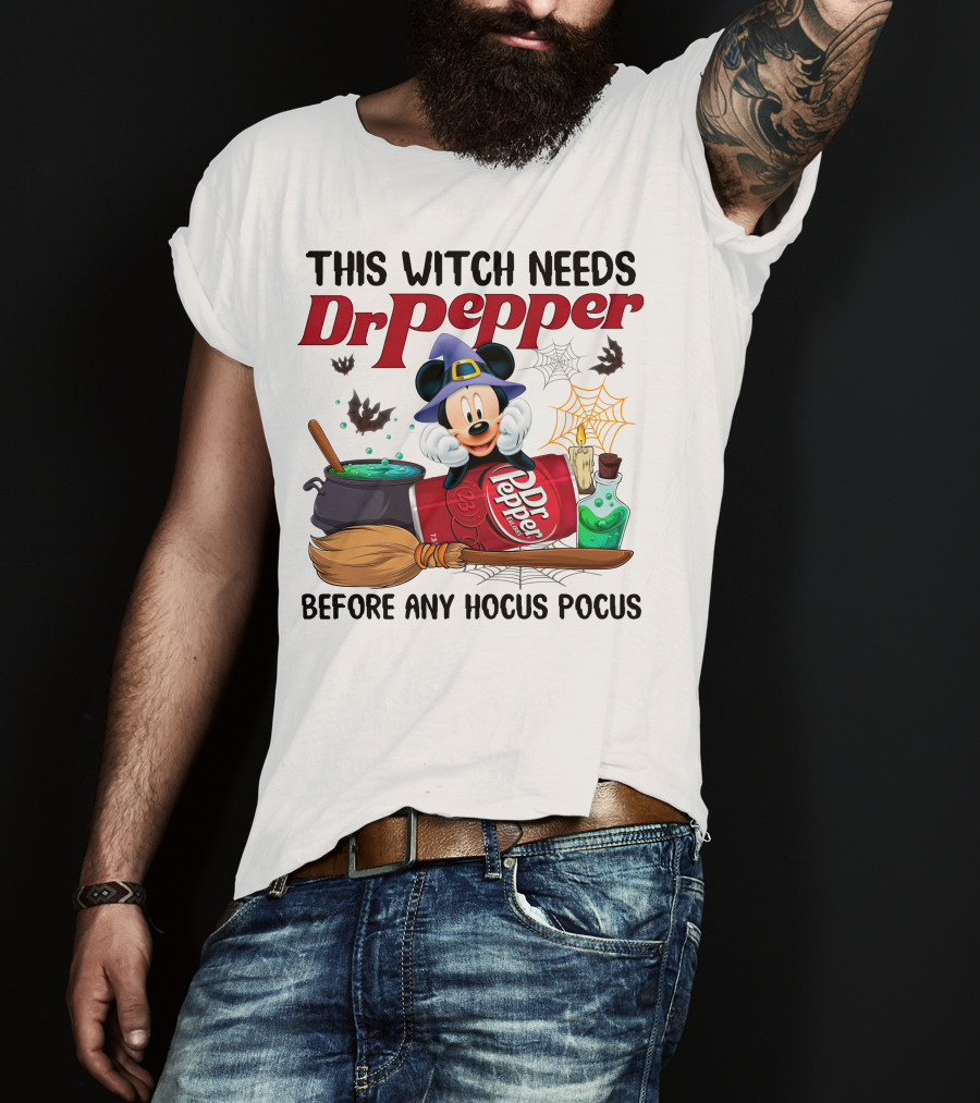 This Witch Needs Dr Pepper Mickey Mouse Hocus Pocus Magic T-Shirt
