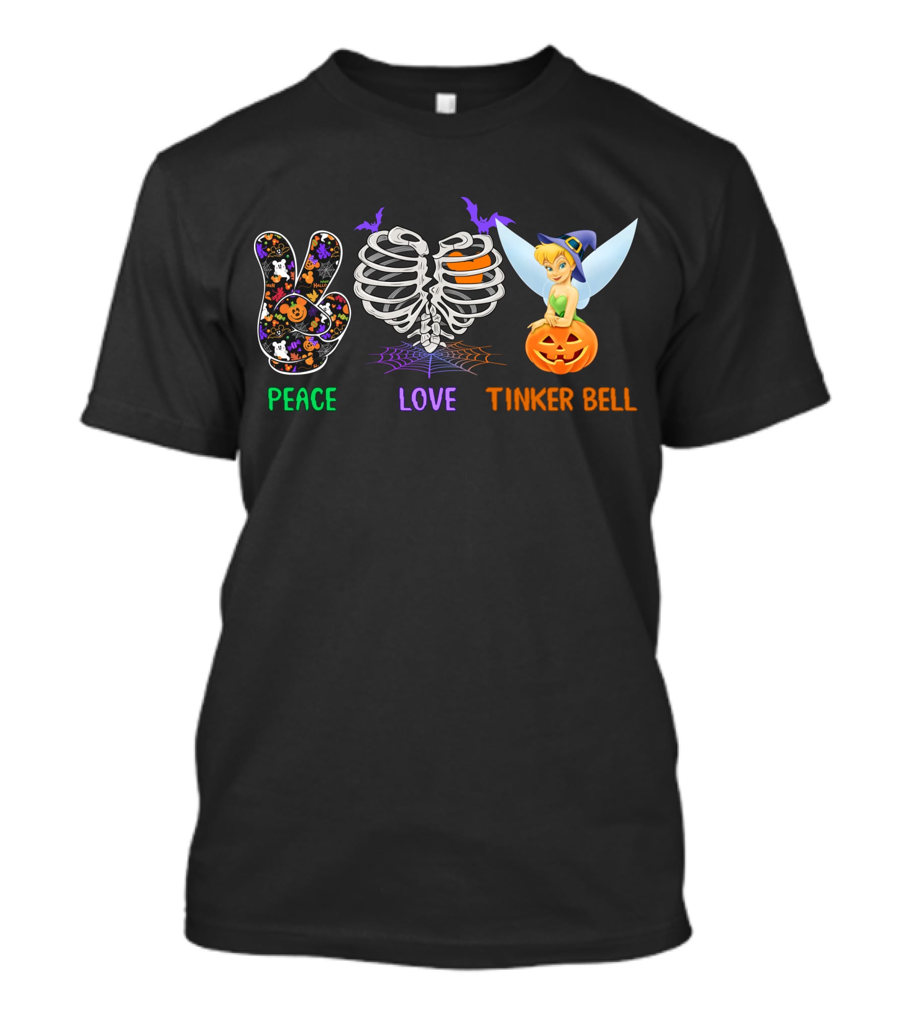 Peace Love Tinker Bell Halloween Pumpkin T-Shirt