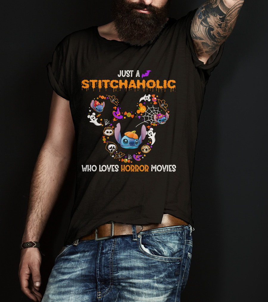 Just A Stitchaholic Who Loves Horror Movies T-Shirt