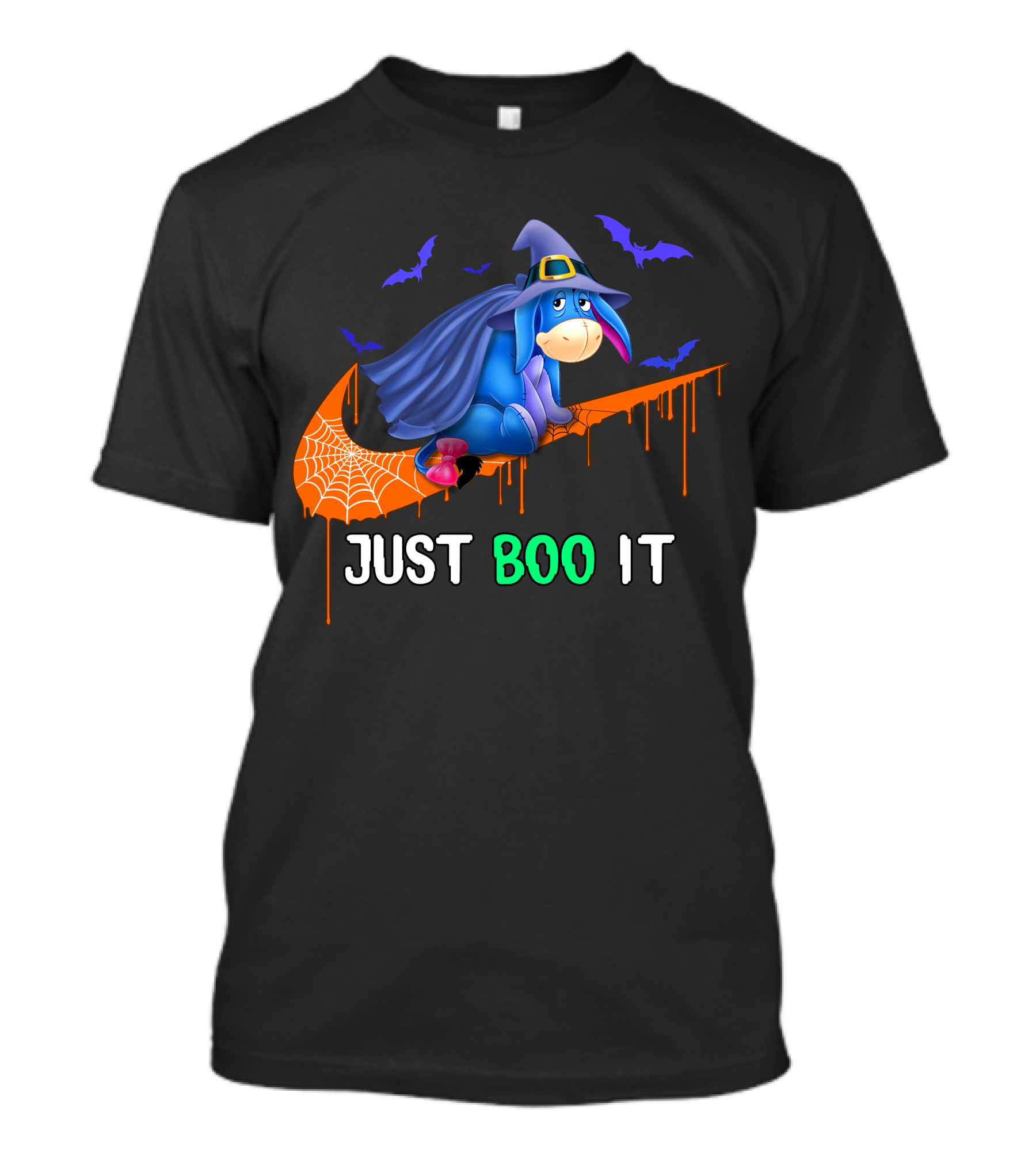 Just Boo It Eeyore Nike Witch Halloween Bats Cobweb T-Shirt