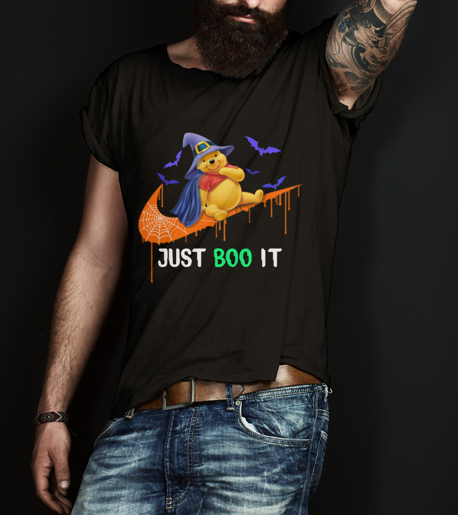 Just Boo It Pooh Halloween Creepy Bats Wizard Hat T-Shirt