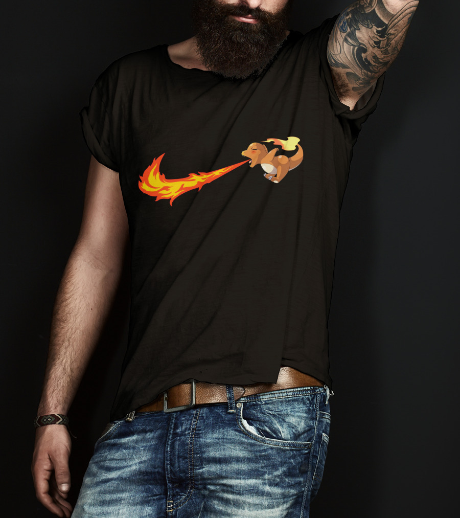 Charmander Fire-Breathing Nike-Inspired Flame T-Shirt