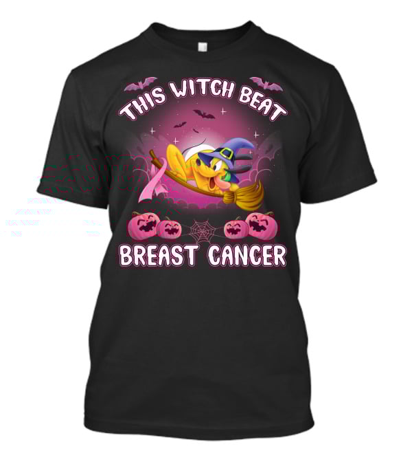 This Witch Beat Breast Cancer Pluto Hat Broom Pumpkins Bat T-Shirt