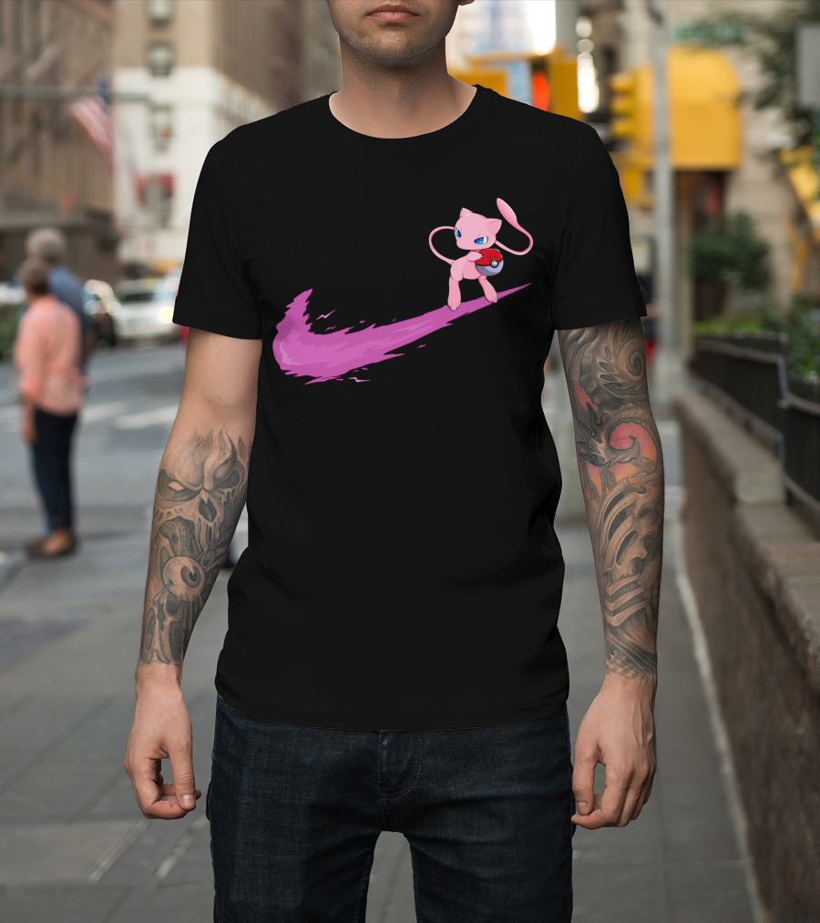 Mew Pokemon Nike Swoosh Pokeball Crossover T-Shirt