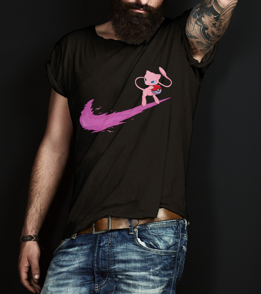 Mew Pokemon Nike Swoosh Pokeball Crossover T-Shirt