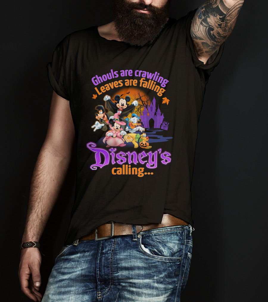 Ghouls Are Crawling Leaves Are Falling Disney's Calling Mickey And Friends T-Shirt