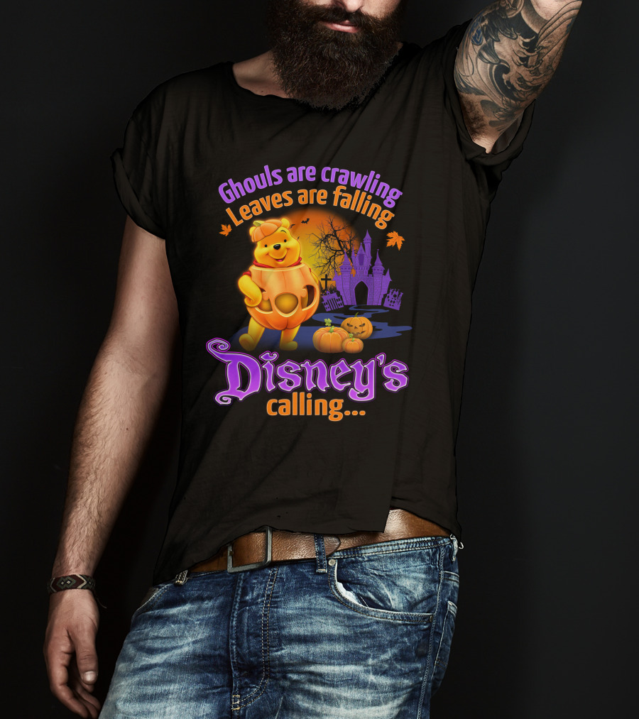 Ghouls Are Crawling Leaves Are Falling Disney's Calling Winnie The Pooh Halloween T-Shirt