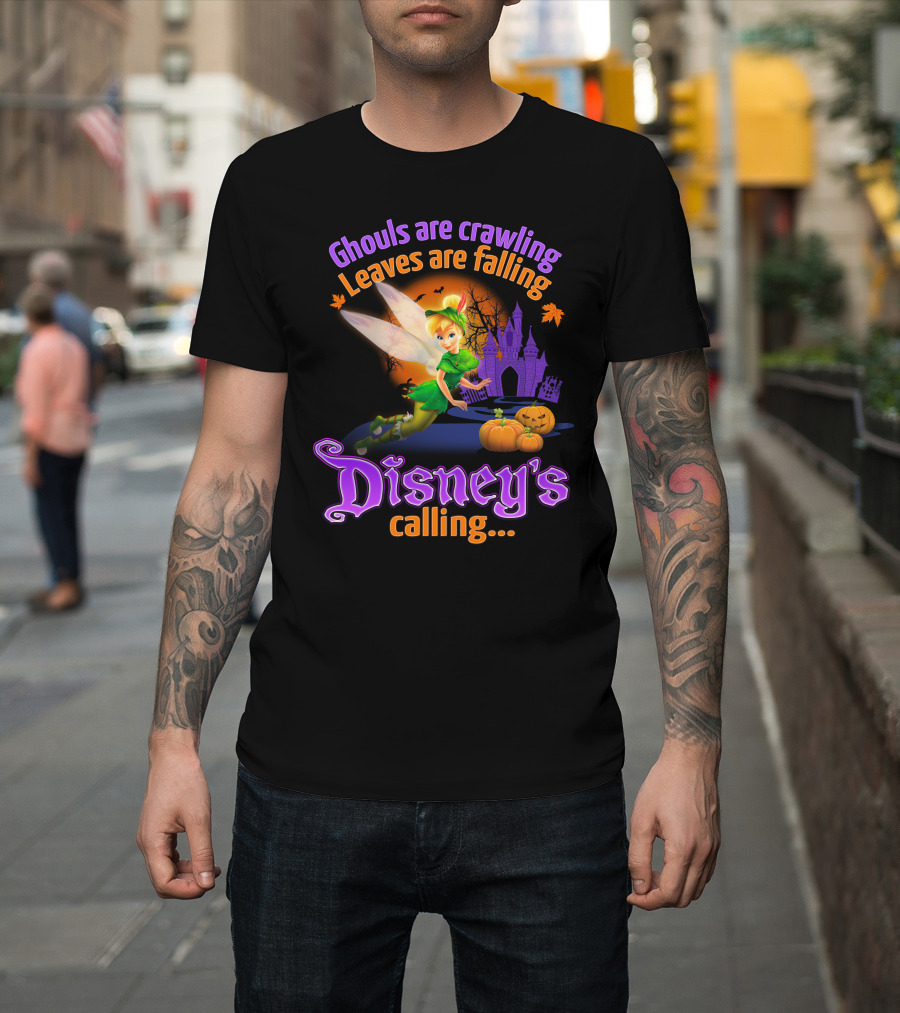 Ghouls Are Crawling Leaves Are Falling Disney's Calling Tinker Bell Halloween Theme T-Shirt