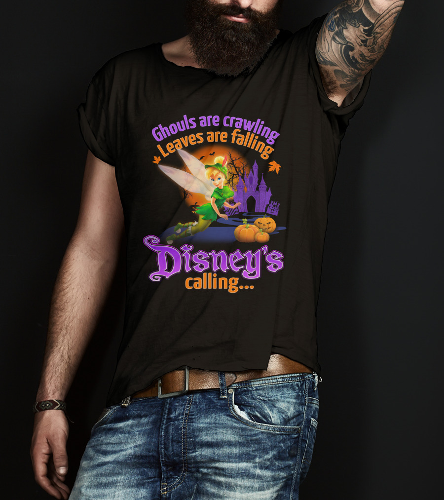 Ghouls Are Crawling Leaves Are Falling Disney's Calling Tinker Bell Halloween Theme T-Shirt