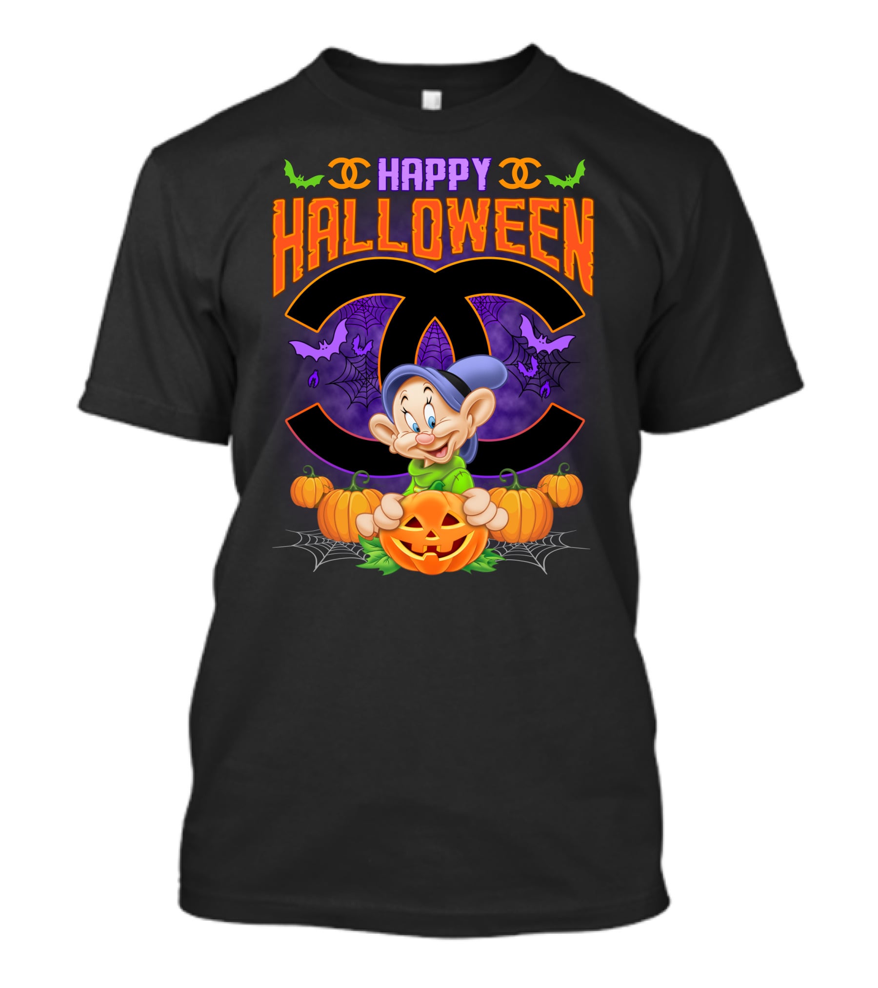 Happy Halloween Dopey Chanel Pumpkin Bats T-Shirt